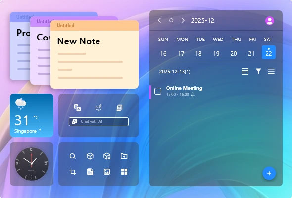 Organizer na pulpit z widgetami